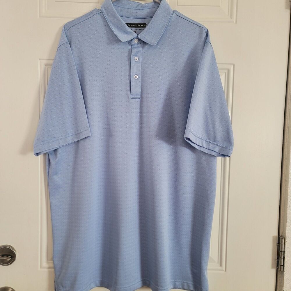 Pebble Beach Mens Performance Golf Polo Shirt Dry-Luxe Blue Sz XXL Casual Career